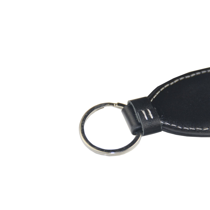 Ovaal Elegante Groente-gelooide Leer Sleutelhanger